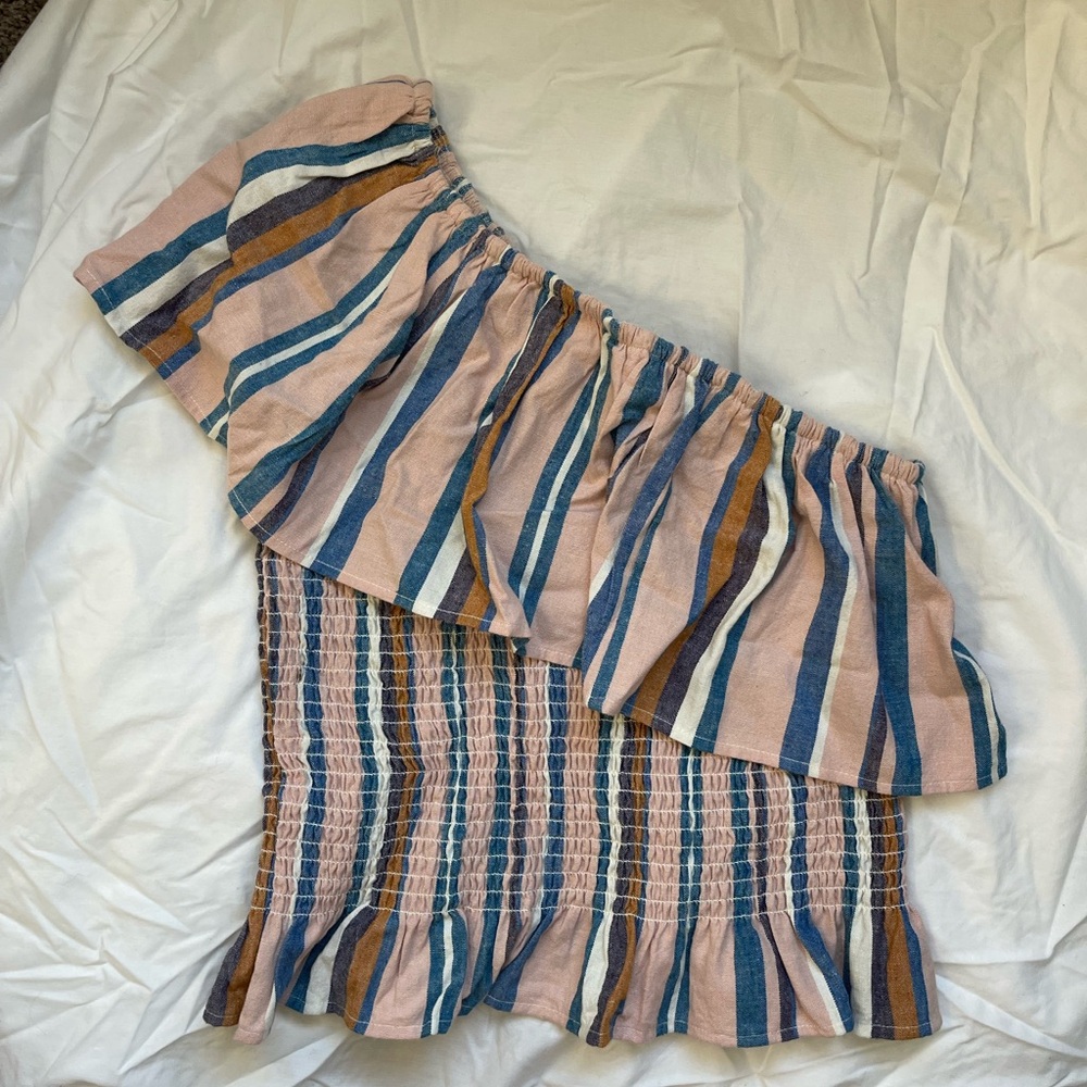 american eagle one shoulder ruffle top